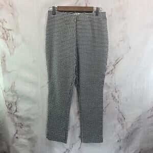 Popsugar Pants Womens Medium Black White High Rise Gingham Plaid Pull On